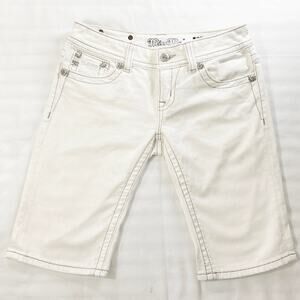 Miss Me Embellished White Bermuda Shorts - Size 28